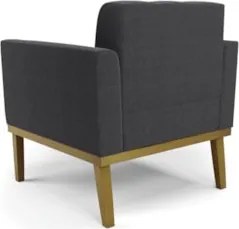 Poltrona Sala Base Madeira Castanho Kit 2 Ana Bouclé Grafite - Ibiza