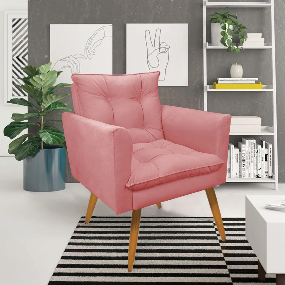 Kit 1 Sofá Namoradeira e 2 Poltronas Tais Suede Pés Palito Castanho - D'Rossi - Rose