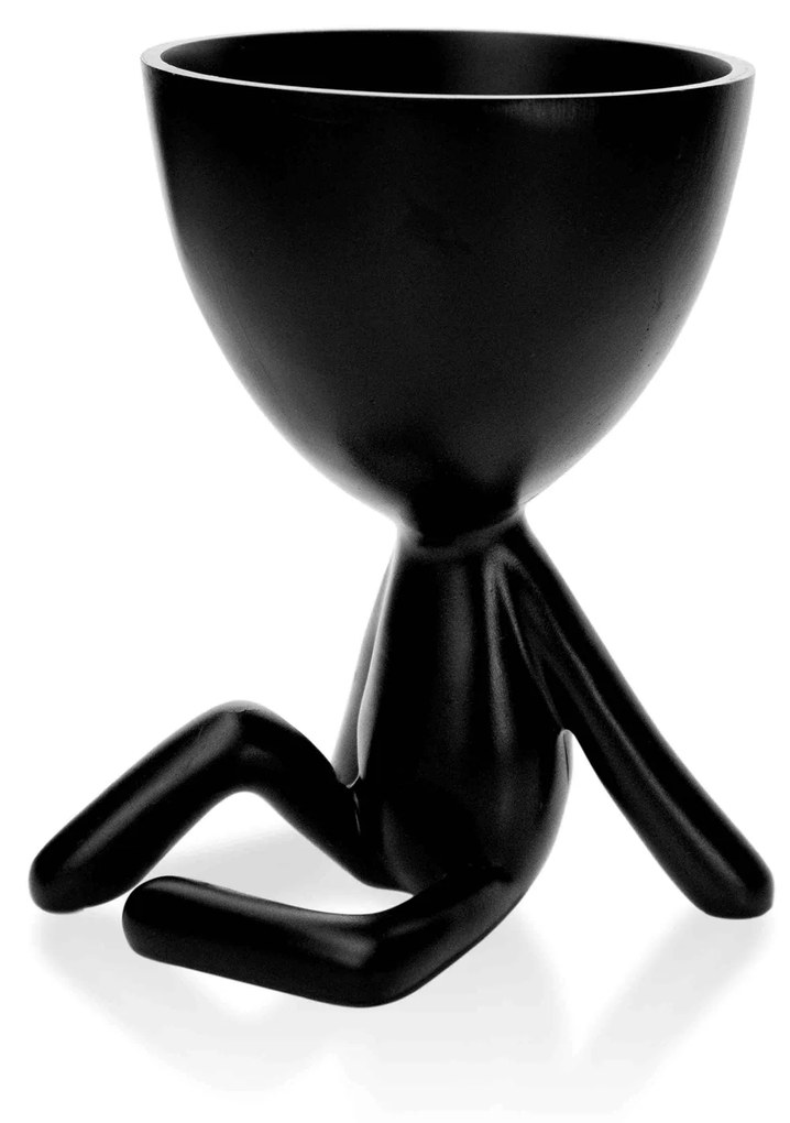 Vaso Decorativo Bob Robert Plant em Poliresina Preto 14,5x11x12 cm - D'Rossi