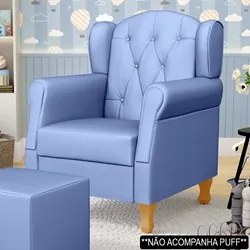 Poltrona de Amamentação com Pés de Madeira Letícia Sintético Azul - Ph