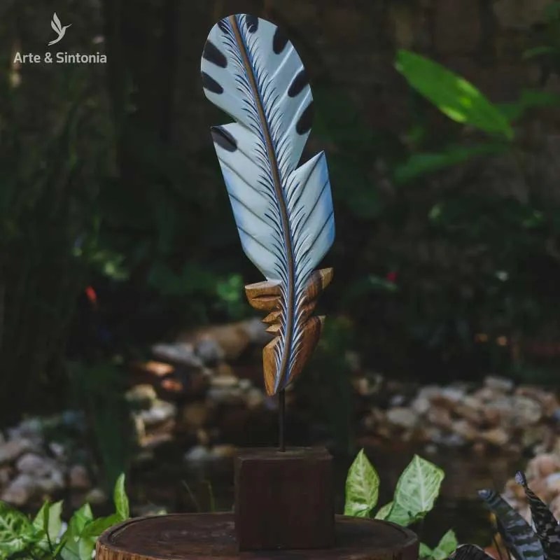 Pena Decorativa Madeira Azul