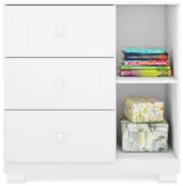 Cômoda Infantil 1 Porta 3 Gavetas Amora Z39 Branco - Mpozenato