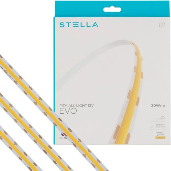 Fita De Led 20W Por Metro 12V 3000K 5M Ip65 All Light Evo