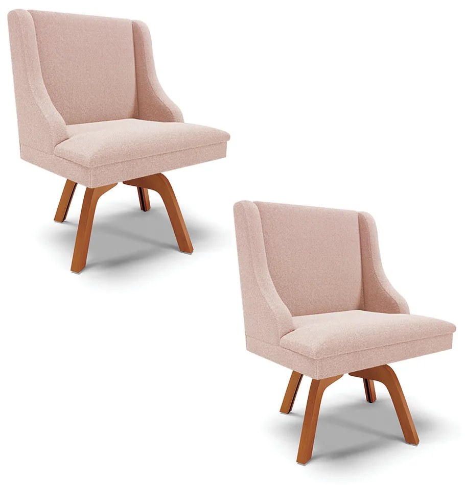 Cadeira Sala de Jantar Giratória MM35 kit 2 Liz Bouclê D03 - D'Rossi - Rose