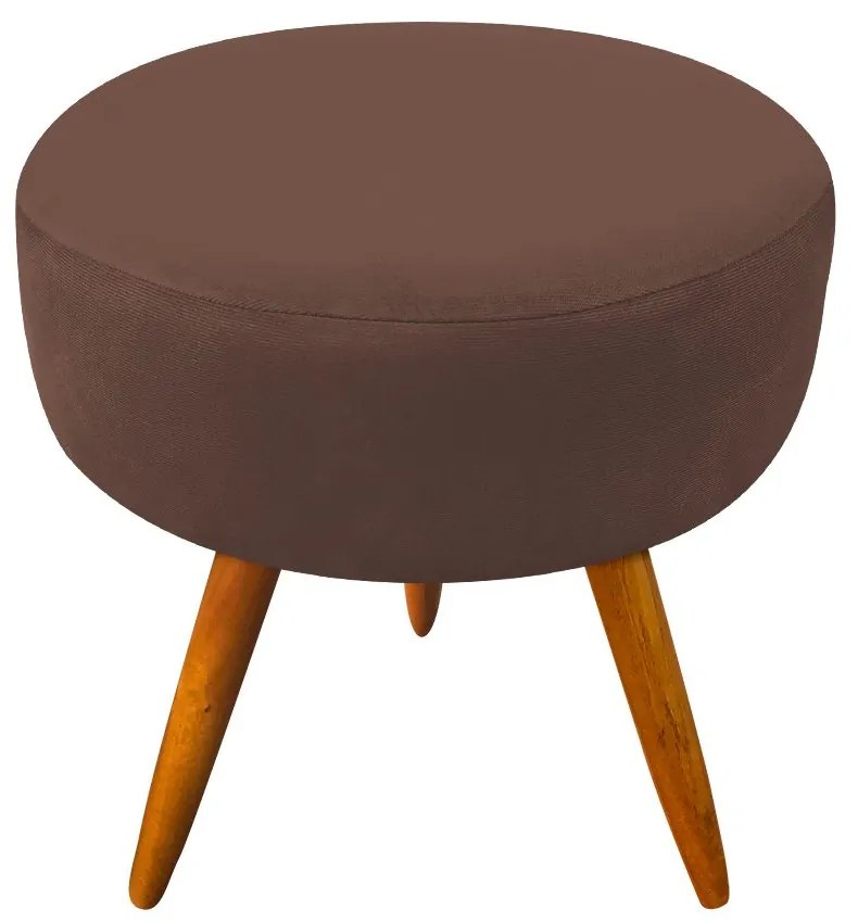 Kit 02 Puffs Banqueta Berlim Redondo Suede Marrom Pés Castanho D'Rossi