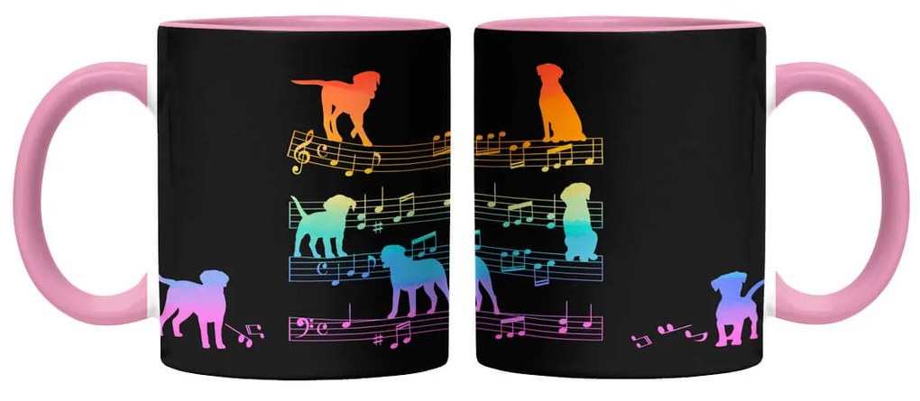 Caneca Cachorro Musical Arco Iris Dog Lover Rosa