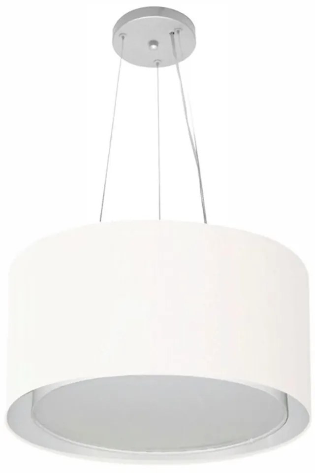 Lustre Pendente Cilíndrico Duplo Md-4123 Cúpula em Tecido 40x25cm Branco - Bivolt