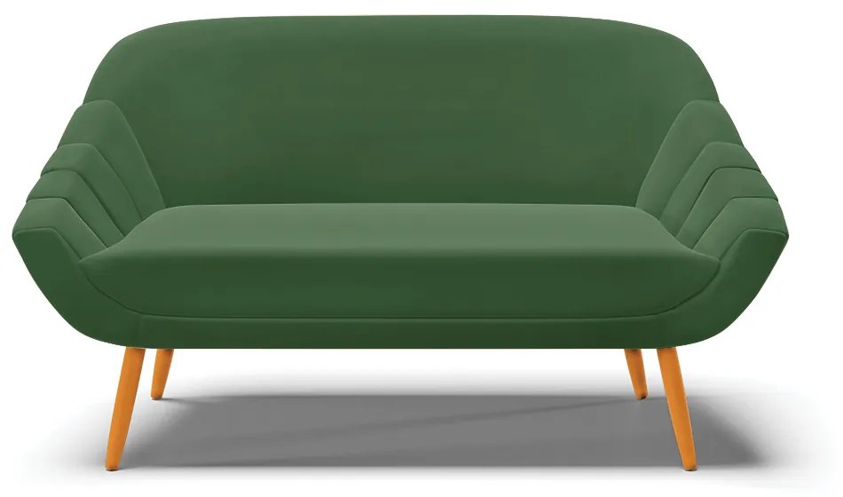 Kit 01 Namoradeira 02 Lugares e 01 Poltrona Giovana Suede Verde Pés Palito Castanho - D'Rossi