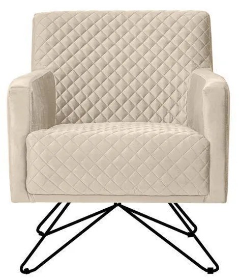 Poltrona Decorativa Nagoya Base Orby Veludo Bege G15 - Gran Belo