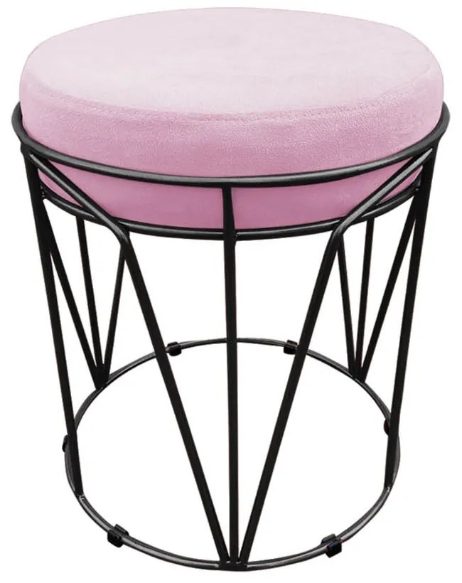Puff Multiuso com Mesa Babu 2 em 1 Suede Base Preto D'Rossi - Rosa Bebê