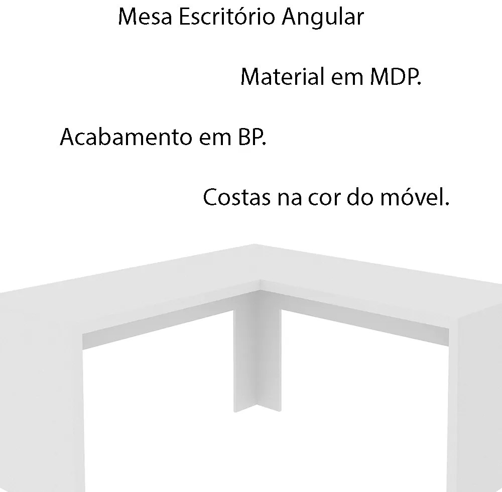 Mesa Angular para Escritório Home Office ME4116 MDP Branco G69 - Gran Belo