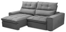 Sofá Retrátil Reclinável 3 Lugares 230cm Damy F05 Veludo Cinza - Mpoze