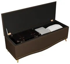 Calçadeira Baú Casal 140cm com Tachas Imperial J02 Veludo Chocolate -