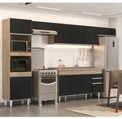 Armário de Cozinha Modulada 5 Peças CP15 Balcão com Pia Inox Castanho/