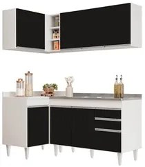 Armário de Cozinha Modulado de Canto Direito 4 Peças CP39 com Pia Inox