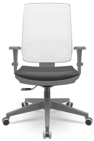 Cadeira Brizza Diretor Grafite Tela Branca Assento Vinil Preto Base RelaxPlax Piramidal - 66370 Sun House