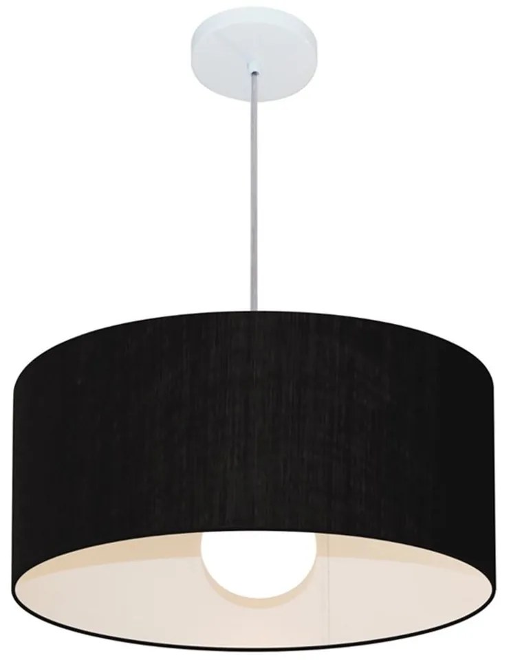 Lustre Pendente Cilíndrico 4052 Cúpula em Tecido 50x21cm Preto - Bivolt