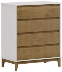Cômoda Para Quarto 81cm 4 Gavetas Solvi Off White/Freijó F07 - Mpozena