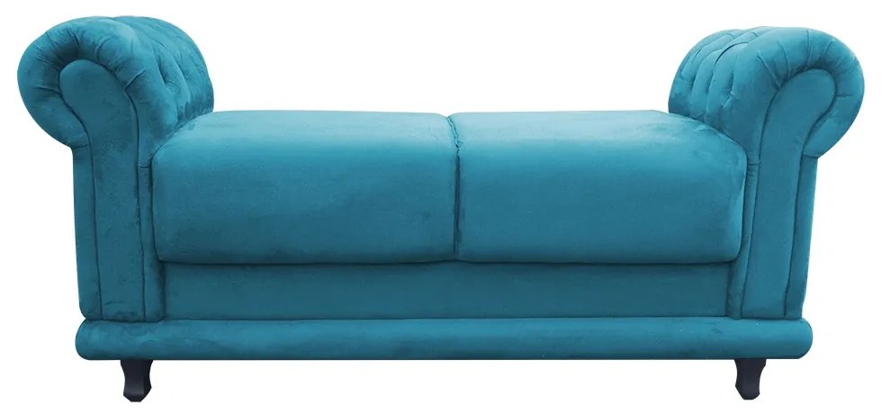 Recamier Barcelona Namoradeira Calçadeira Suede Azul Turquesa com Strass M11 - D'Rosi