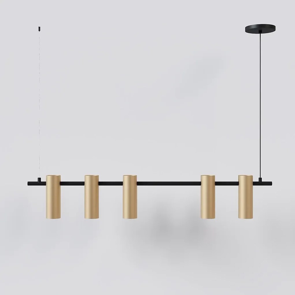 Pendente Tube Transpass Em Par 5,7X16,7X95Cm Alumínio 05Xmr16 - Qimpor... (PRETO)