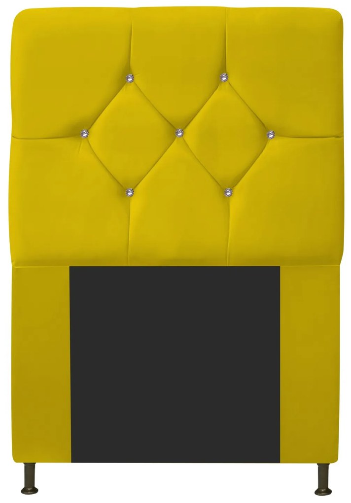 Cabeceira Solteiro França A05 c/ Strass 90 cm para Cama Box Suede - ADJ Decor