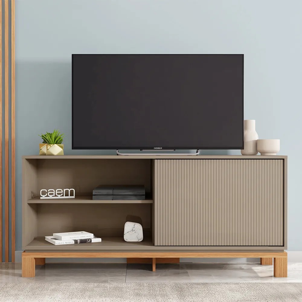 Rack Bancada Tv Para Sala de Estar 136cm Visari Marrom/Freijó C01 - D'Rossi