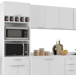 Armário de Cozinha Com Tampo CP06 330cm Pérola Branco Z34 - Mpozen