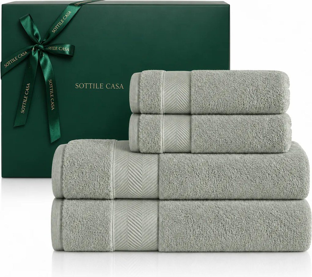 Kit 4 Pçs Toalhas Karsten 100% Algodão Santi c/ Caixa de Presente Natal - Verde Chá Verde Chá