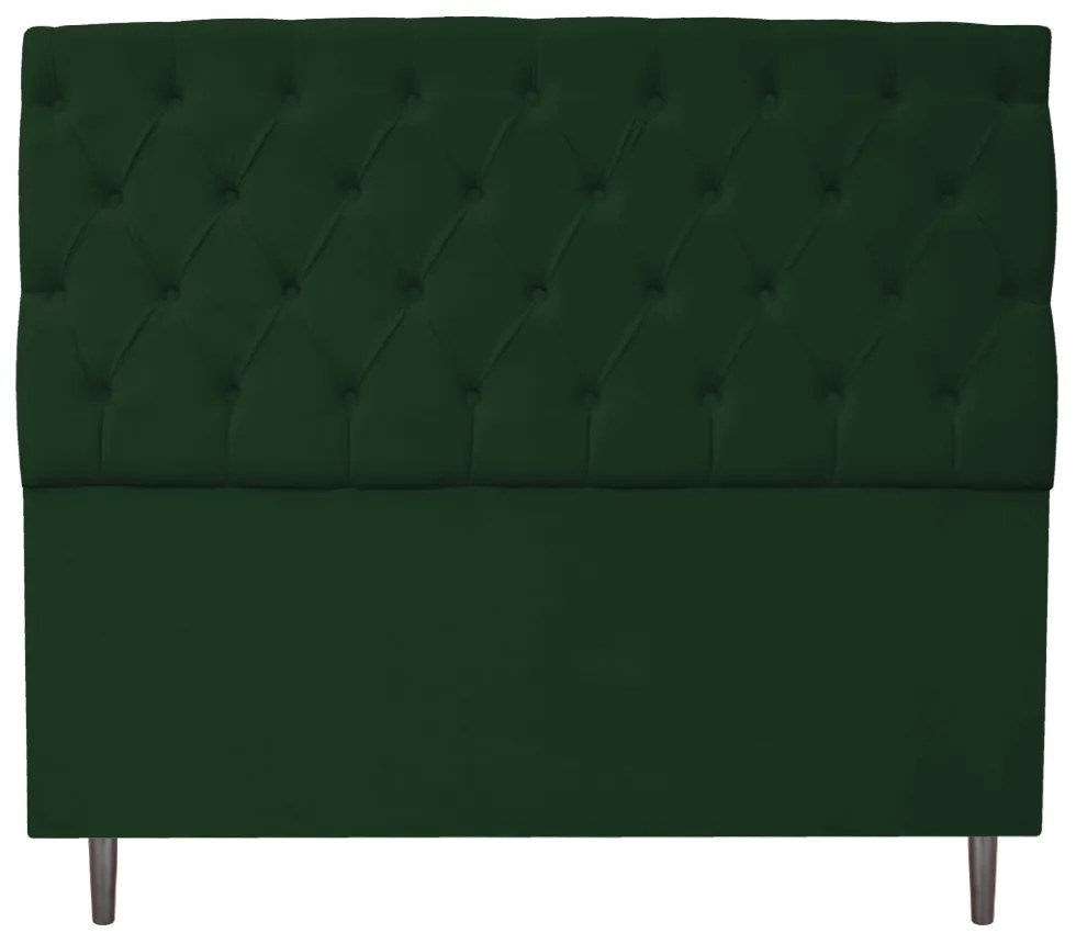 Cabeceira Estofada Liverpool 140 cm Casal Suede Verde - ADJ Decor