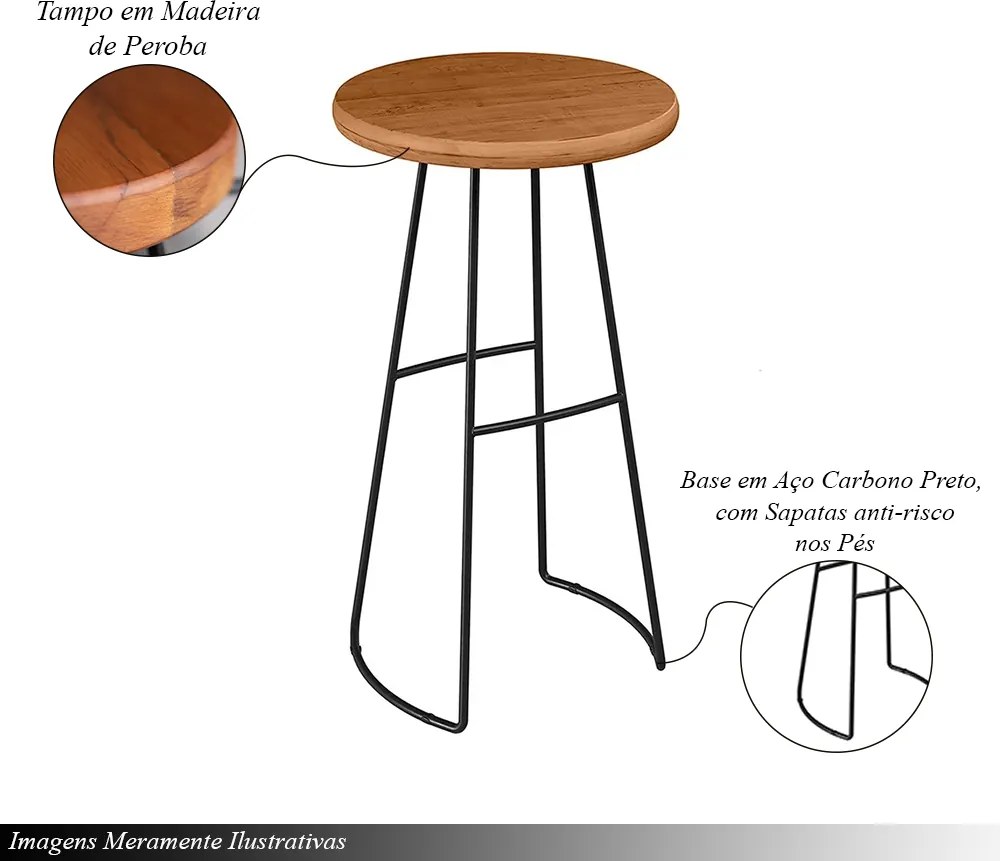 Mesa Bistrô Celeste em Tampo Redondo de Madeira com Base em Aço Carbono Preto G87 - Granbelo