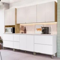 Armário de Cozinha CP03 Com Tampo 120cm Minsk Z06 Branco/Soft - Mpozen