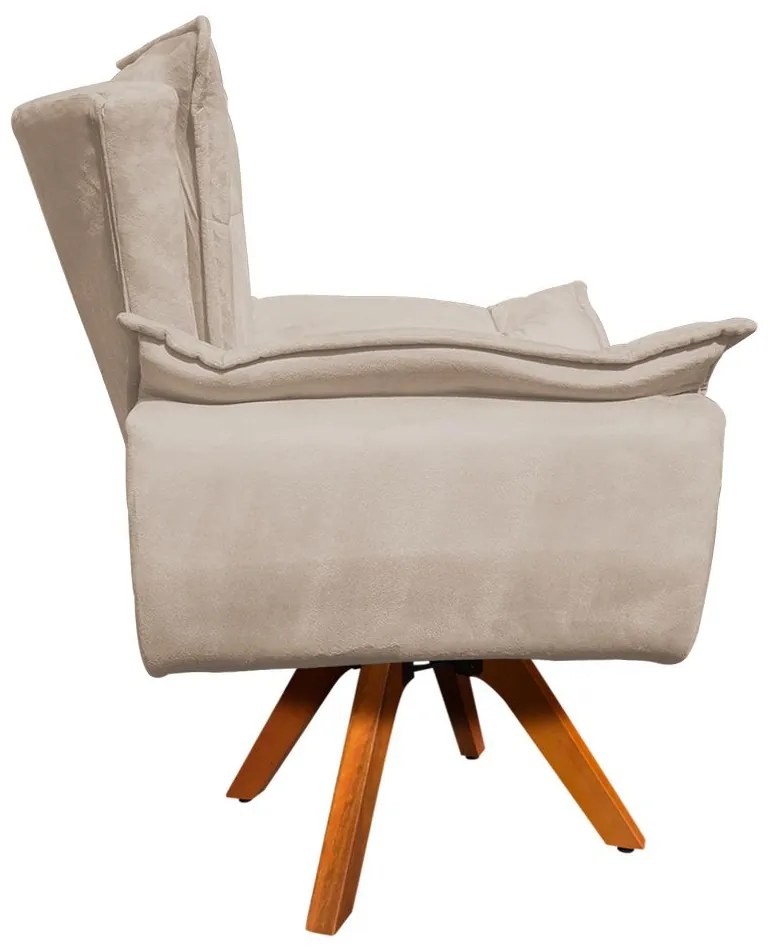 Namoradeira e 2 Poltronas Pé Palito Castanho Opala Suede Rosa Bebê