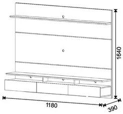 Painel Home Suspenso Para TV Até 60 Pol. 1.8 Innove I04 Nature/Off Whi