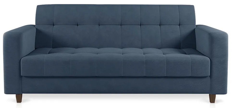 Sofá 03 Lugares Arezzo Suede Pés Chanfrado Tabaco - D'Rossi - Azul Marinho