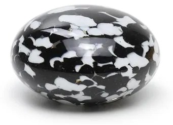 Peso Multicor Pequeno Achatado Preto e Branco Murano Cristais Cadoro