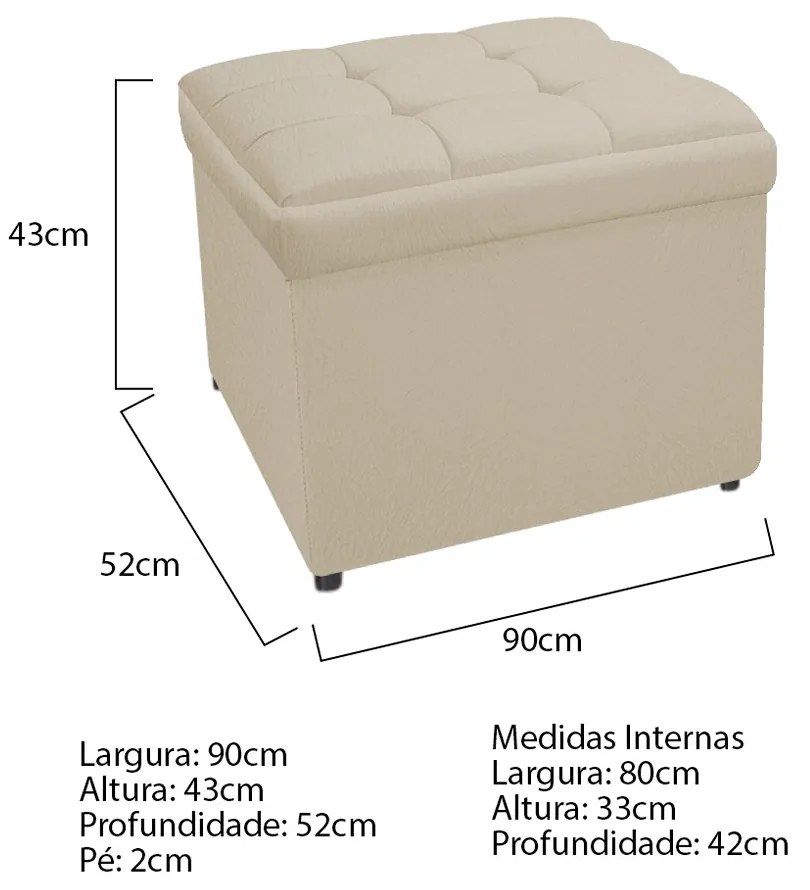Calçadeira Copenhague 90 cm Solteiro Suede Bege - ADJ Decor