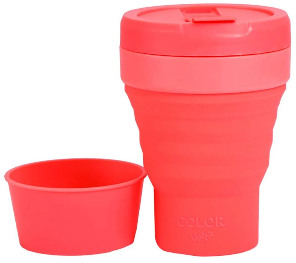 Copo Retrátil Dobrável de Silicone Coral