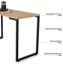 Conjunto Mesa de Cozinha Prattica Industrial 120cm com 2 Banquetas F02