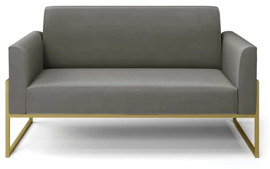 Sofá Namoradeira Base Industrial Alta Dourado Marisa Suede D03 - DRossi - Grafite