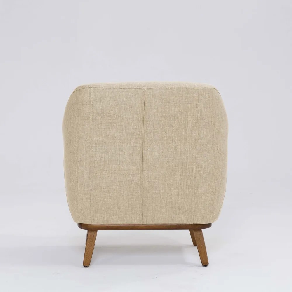 Poltrona Decorativa Pauline D07 Base Madeira Linho Marfim - D'Rossi