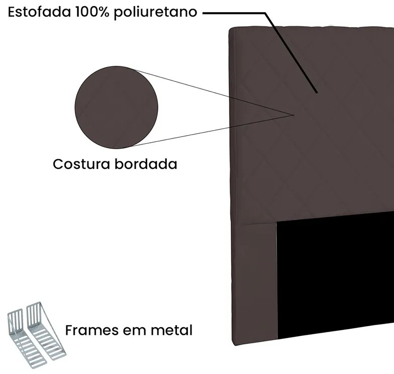 Cabeceira Cama Box Solteiro 90cm Esmeralda Suede Café - Sheep Estofados - Marrom