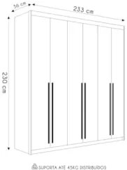 Guarda Roupa Casal 6 Portas 3 Gavetas 233cm Dubai Fendi - Vila Ri