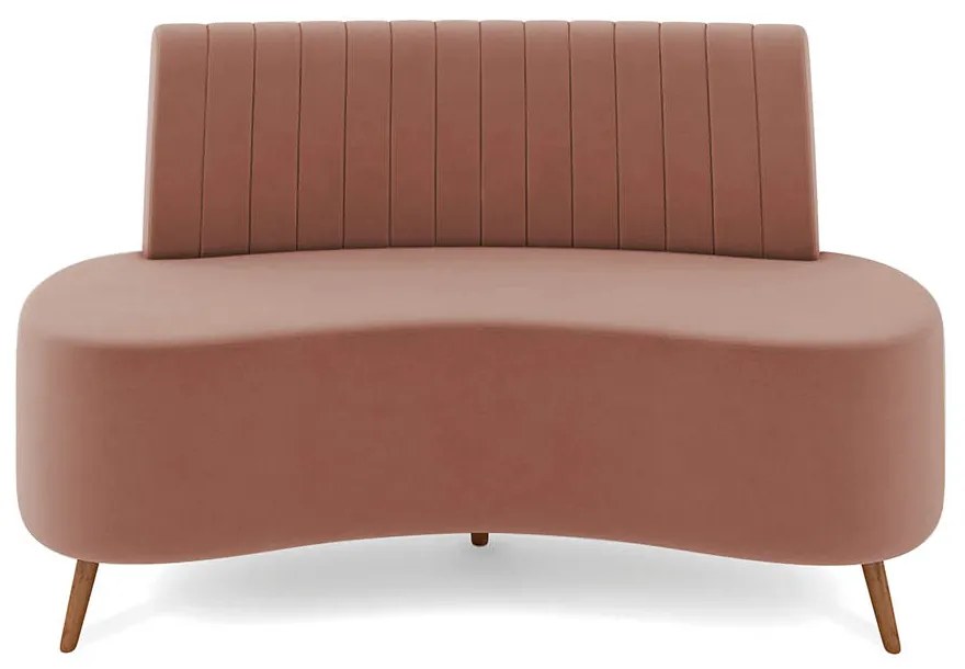 Sofá 2 Lugares Living 160cm Pé Palito Maraú Veludo K01 - D'Rossi - Rose
