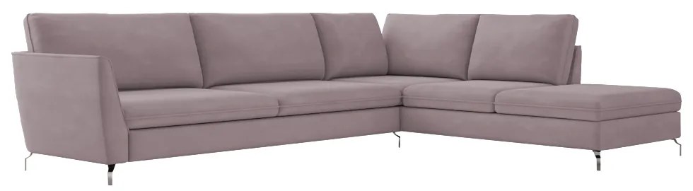 Sofá de Canto Chaise Direito 307 cm Olívia Suede Rosê G52 - Gran Belo