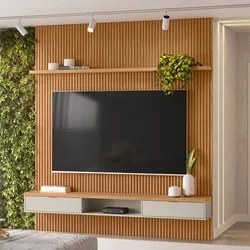 Painel Ripado para TV 75 Pol. com Bancada 219cm Prime Plus L06 Nature/