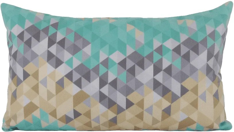 Capa almofada LYON Veludo estampado Triângulos Turquesa 30x50cm