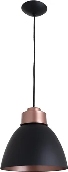 Pendente Aluminio Preto E Cobre 25Cm New Industrial