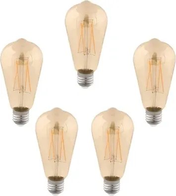 Kit 5 Lâmpadas Bulbo Filamento E27 Led 2w 200lm 360°