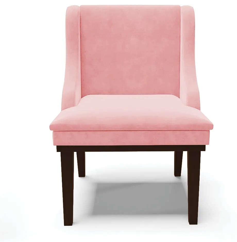 Kit 10 Cadeiras de Jantar Liz Suede Rosa Bebê Base Fixa Madeira Tabaco D03 - D'Rossi