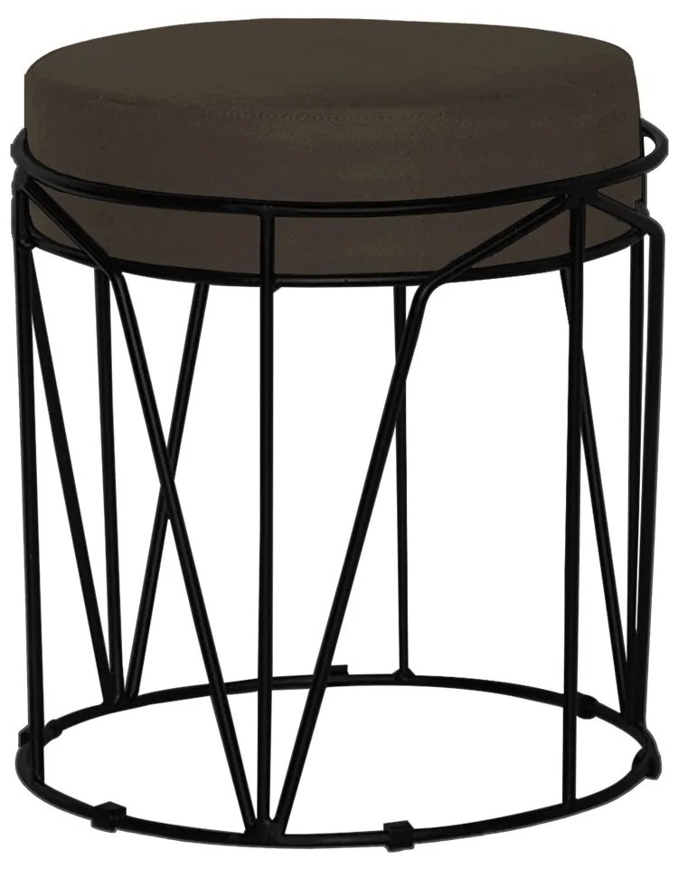 Puff Decorativo Sala de Estar Base Preto Chloe Suede Marrom G41 - Gran Belo